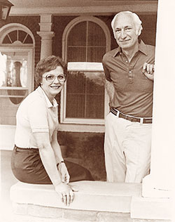 Dr. B.D. and Sue Owens are pictured outside the Thomas Gaunt House during their tenure as president and first lady at Northwest. The couple will return to Northwest Sept. 27 for a celebration of their contributions to the University. (Northwest Missouri State University Archives photo)