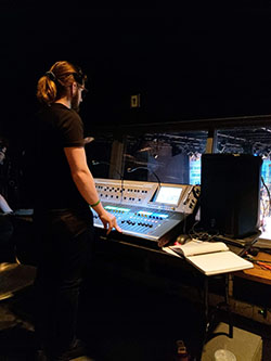 Patrick McGary, pictured during a performance of "Newsies," worked as a sound engineer at the River Campus Summer Arts Festival. 
