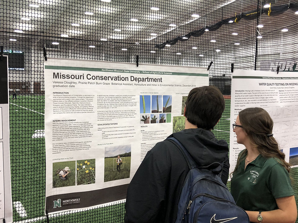 Veresia Cloughley presented the research she conducted last summer as an intern with the Missouri Department of Conservation.  (Photo by Jill Brown/Northwest Missouri State University)