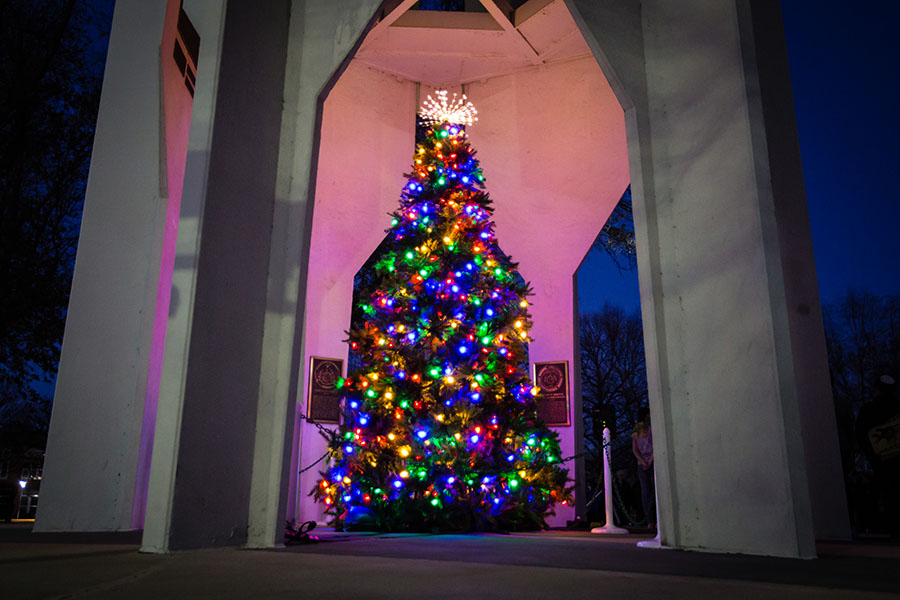 The Northwest community gathered Tuesday for the annual Holiday Tree Lighting ceremony, which took place this year at the Memorial Bell Tower. (Photos by Brandon Bland/Northwest Missouri State University)