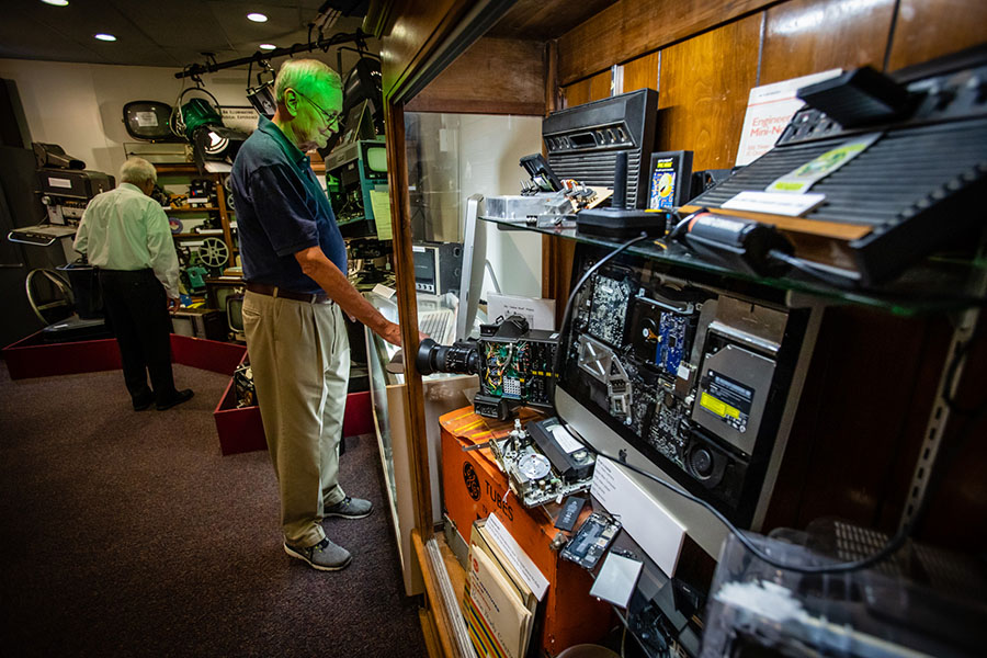 Community members toured Northwest's Warren Stucki Museum of Broadcasting last summer. The museum will open for the public again on Feb. 13 as part of International Radio Day activities. (Photo by Todd Weddle/Northwest Missouri State University)