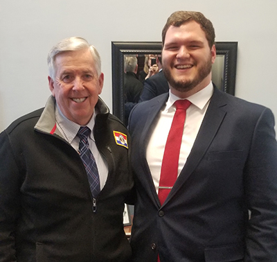 Blake Brodersen with Gov. Mike Parson