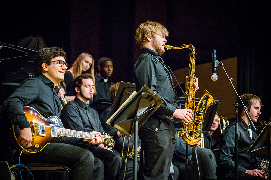 The Northwest Jazz Ensemble (pictured above) will perform at the Northwest Jazz Festival Feb. 21 along with Kansas City-based instrumental group The Project H. (Photo by Todd Weddle/Northwest Missouri State University)
