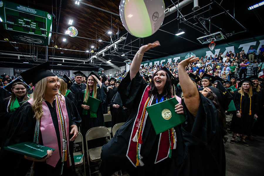 Northwest graduates celebrate during the University's 2019 spring commencement weekend. (Photo by Todd Weddle/Northwest Missouri State University)