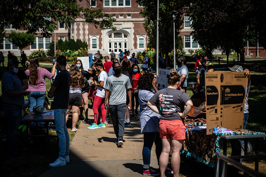 Northwest students made connections during the University's annual Student Organization Fair as the academic year began in August. The University's fall enrollment is a record 7,267 students, according to the institution's census count this week. (Photo by Todd Weddle/Northwest Missouri State University)