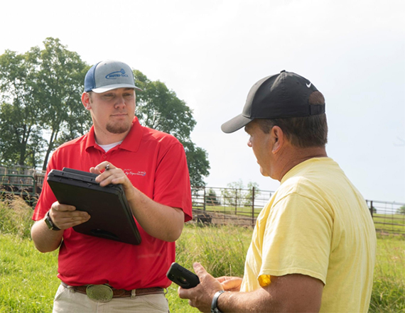 Ryan Talkington talks with a farmer during his summer internship with MFA Incorporated. At Northwest, he serves as a School of Agricultural Sciences ambassador and is president of Northwest’s Collegiate Farm Bureau chapter. 