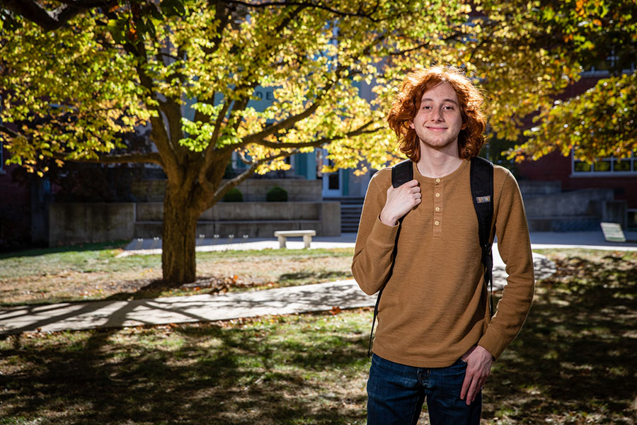 Jesse Reed completed a summer internship with Blue Cross Blue Shield's information security team as he works toward bachelor's degrees in cybersecurity and emergency and disaster management. (Photo by Todd Weddle/Northwest Missouri State University)