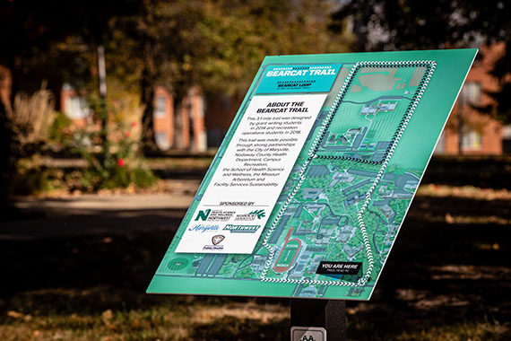 The Bearcat Trail was created with a series of partnerships led by students in grant writing and recreation operations management courses who assessed needs and identified wayfinding points.