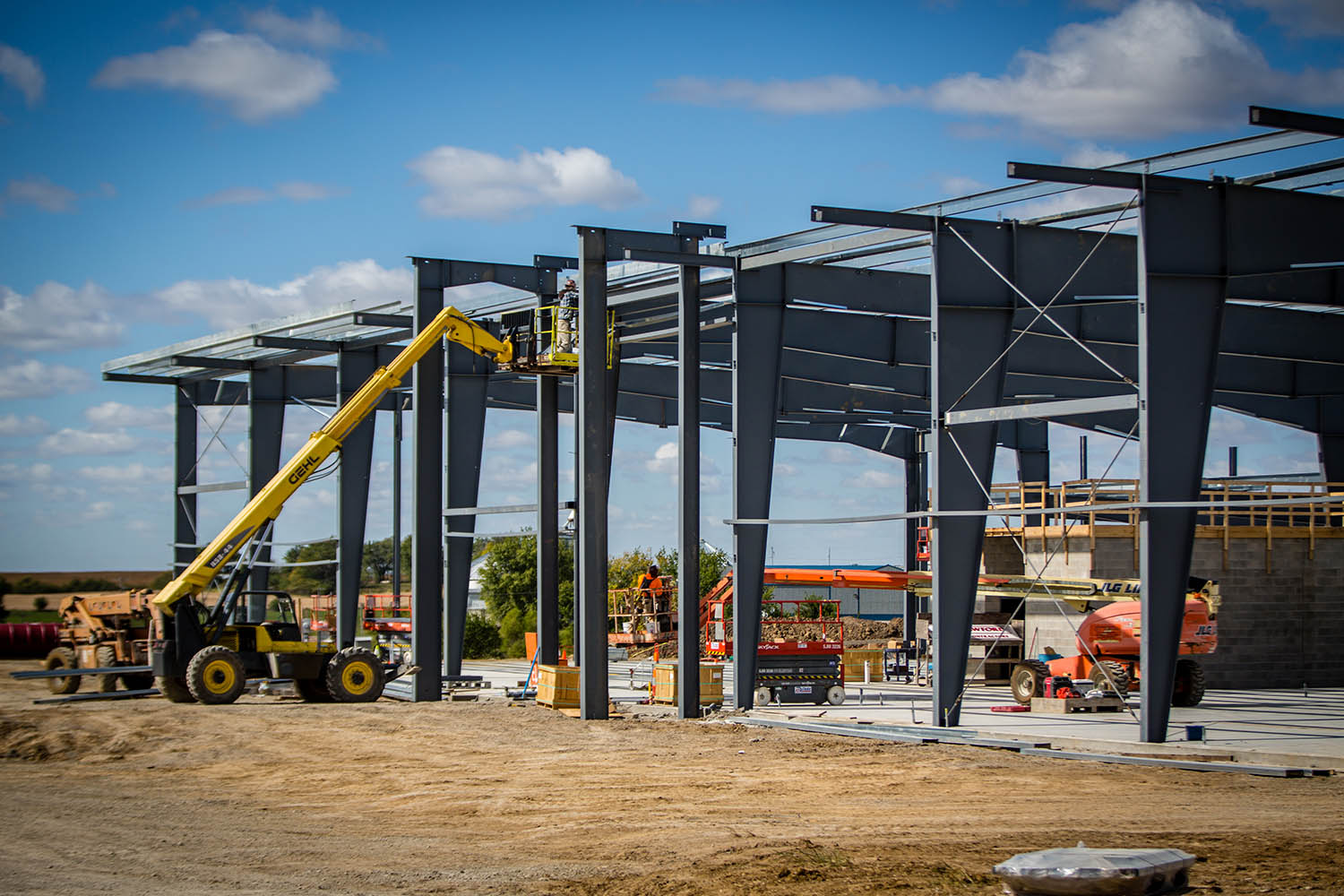 The 29,000-square-foot Agricultural Learning Center, on which Northwest broke ground in April, is being constructed at the R.T. Wright Farm. Its completion is projected in spring 2021. (Photo by Brandon Bland/Northwest Missouri State University)  