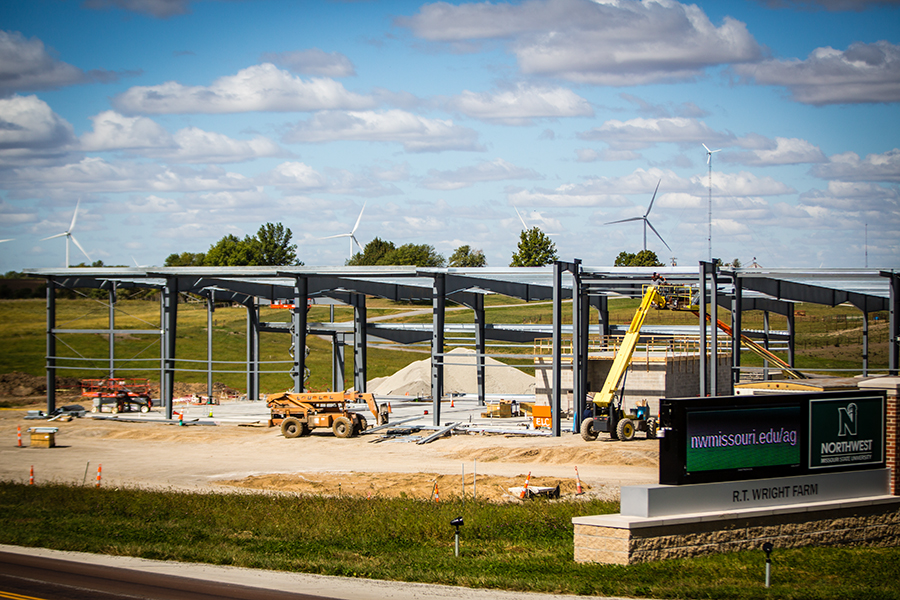 The Agricultural Learning Center, for which Northwest broke ground last spring, is taking shape at the R.T Wright Farm and stands as a highlight of the Northwest Foundation's progress in FY20. (Photo by Jordan Piveral/Northwest Missouri State University)