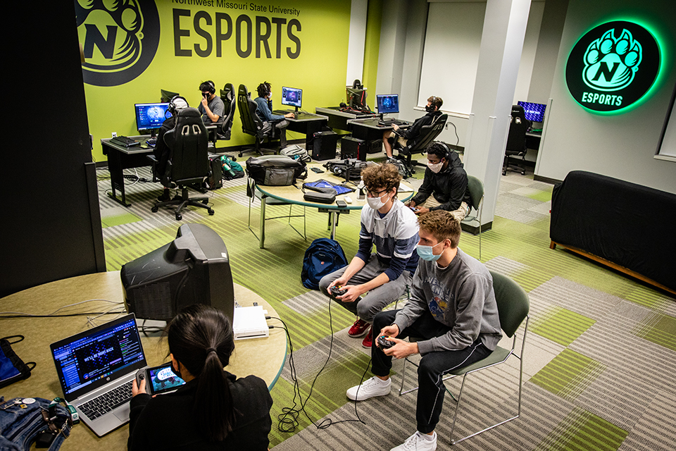 The esports room in the Student Union and the Northwest Esports Club is open to all students, from beginning gamers to advanced players.