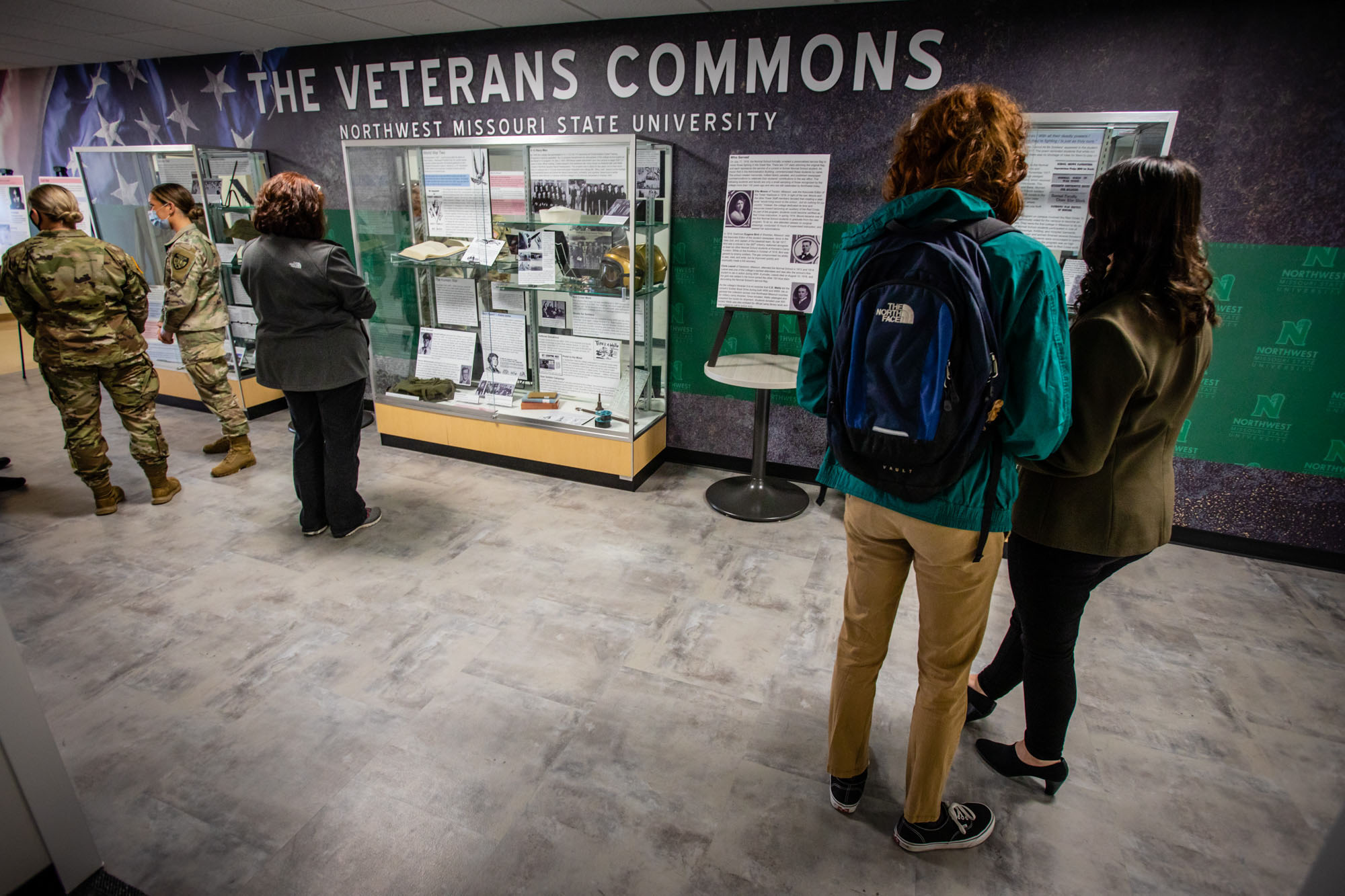 Veterans Commons on the upper floor of Valk Center features an exhibit space dedicated to the military experiences of students, faculty and staff as well as University activities during times of significant military conflict. A new exhibit this fall commemorates the 80th anniversary of the attack on Pearl Harbor.