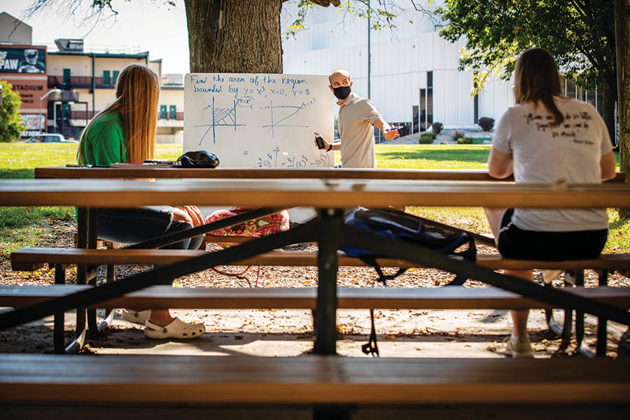 Some faculty hosted classes and office hours outdoors.