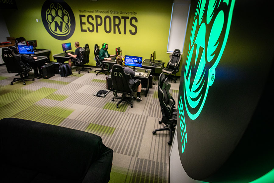 Northwest opened its esports room in the J.W. Jones Student Union last fall, giving video game enthusiasts and other students another opportunity to build connections and interact with each other. (Photos by Todd Weddle/Northwest Missouri State University)