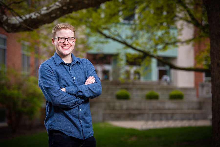 Nolan Harless graduates from Northwest this spring with his bachelor’s degree in digital media with a computer science emphasis. (Photo by Todd Weddle/Northwest Missouri State University)