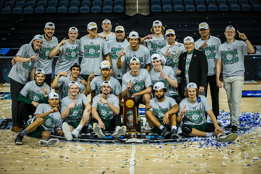 The Northwest men's basketball team won its third NCAA Division II national championship March 27. (Photo by Todd Weddle/Northwest Missouri State University)
