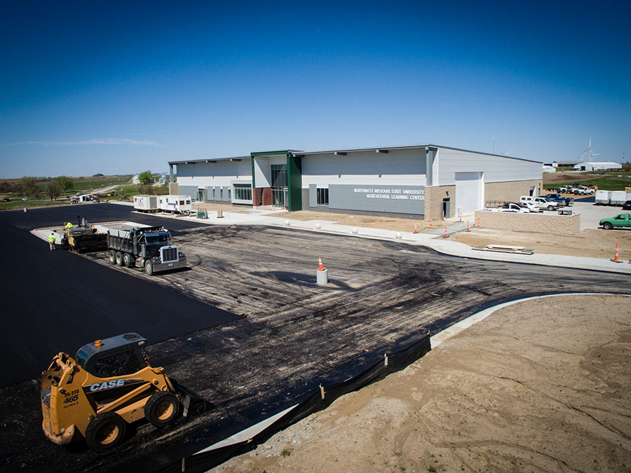 The Agricultural Learning Center at Northwest's R.T. Wright Farm is nearing completion and is expected to open in July. (Photo by Brandon Bland/Northwest Missouri State University)