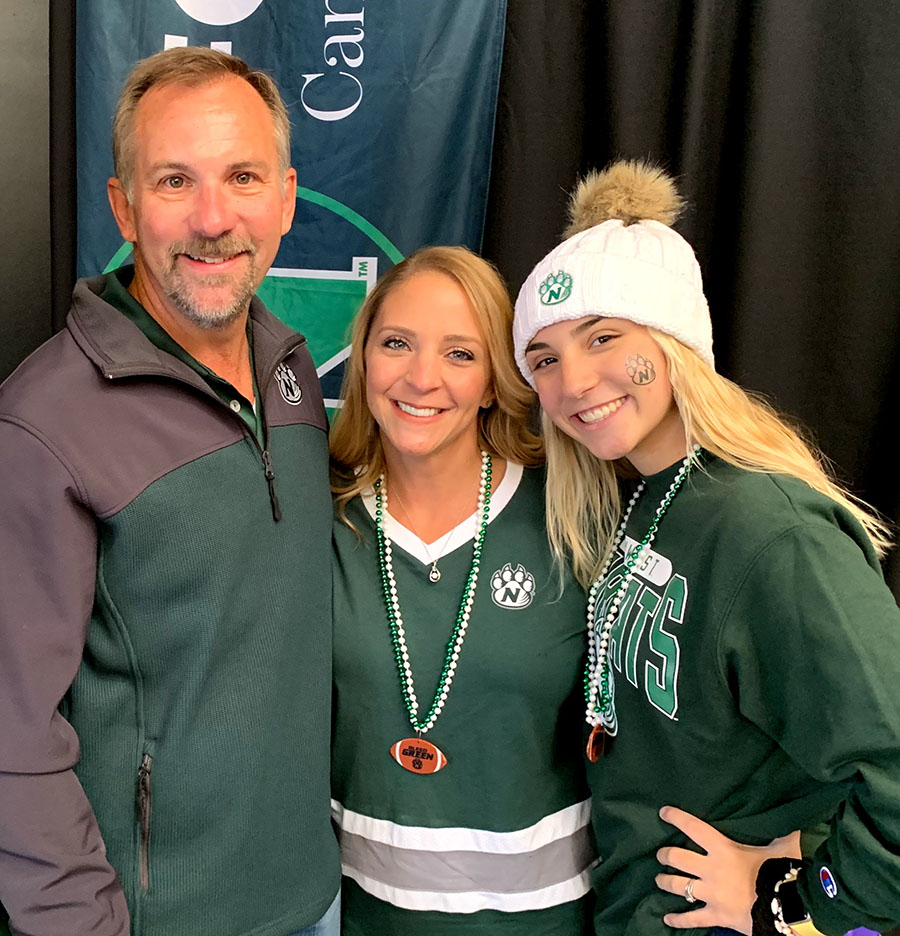 Owen Straub with his wife, Liz, and stepdaughter, Morgan Garrison   