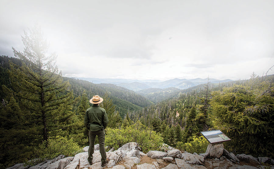 Brett Lang stands in appreciation of a view of the Siskiyou Mountains at Oregon Caves National
Monument and Preserve.