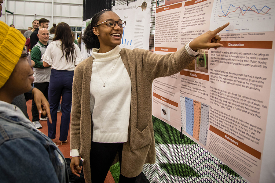 Career Services also sponsors PBL Palooza (pictured in 2019), which provides an opportunity for students to share posters from their internships, field experiences and profession-based class projects for a chance to win prizes. This fall's PBL Palooza is scheduled for 7 p.m. Nov. 18 at the Hughes Fieldhouse.