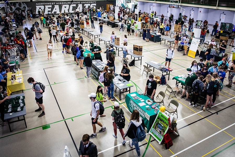 Northwest students visited the student organization fair in August in the Student Rec Center. This fall's student body comprises the largest enrollment in the University's history. (Northwest Missouri State University photos)