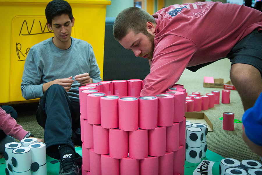 Student organizations annually compete in the Donation Creation Contest to provide canned goods to the Maryville Ministry Center and Northwest’s Pay it Forward Food Pantry.