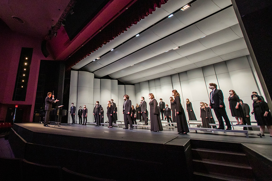 The Tower Choir, pictured during a performance last spring, will be joined by the Urbandale Singers for a Nov. 10 concert. (Photo by Todd Weddle/Northwest Missouri State University)