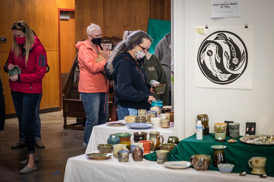 Patrons visited the Department of Fine and Performing Arts' art sale last spring. The Department will host its winter art sale Dec. 2-3 in the Fire Arts Building in conjunction with its Empty Cups event. (Photo by Todd Weddle/Northwest Missouri State University)