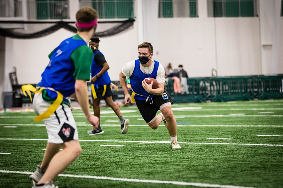 Northwest has announced the Carl and Cheryl Hughes Fieldhouse will be open to the public for varied hours during the University's winter break. Pictured above, Northwest students use the Hughes Fieldhouse for a variety of intramural activities. (Northwest Missouri State University photo)