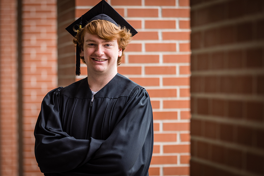 Mason Arnold is one of Northwest's winter graduates, earning his bachelor's degree in writing. (Photo by Todd Weddle/Northwest Missouri State University)