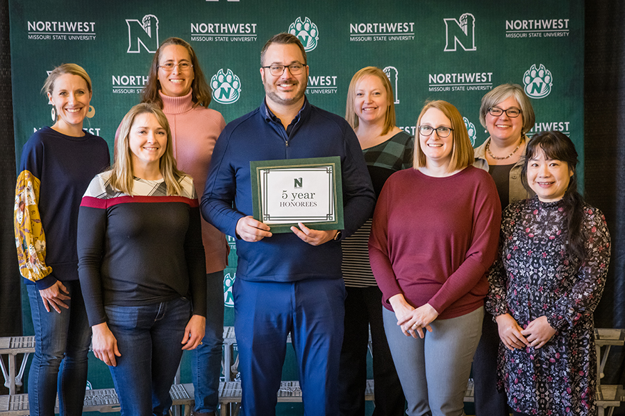 Pictured in the front row, left to right, are Cari Cline, Mark Hendrix, Amanda Dempsey and Dr. Cindy Tu. Pictured in the back row, left to right, are Lisa Finney, Dr. Arceli Hernandez Gonzalez, Selena Foreman and Niki Richardson.