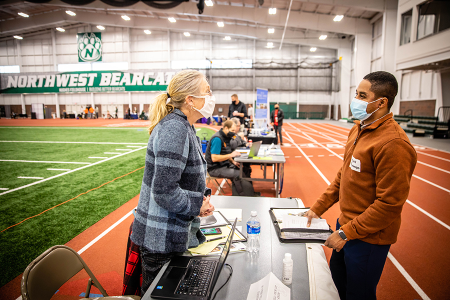 Northwest's Career Day provides students each semester with opportunities to seek internships and full-time jobs while networking with prospective employers. The spring Career Day is scheduled for Feb. 23 in the Hughes Fieldhouse. (Photos by Todd Weddle/Northwest Missouri State University)