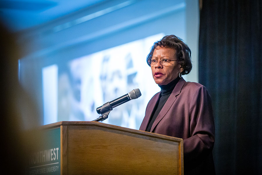 Karen Daniel gave the keynote address at Northwest’s annual Martin Luther King Jr. Day Peace Lunch and recounted the words of her mother on the day of King’s assassination. 