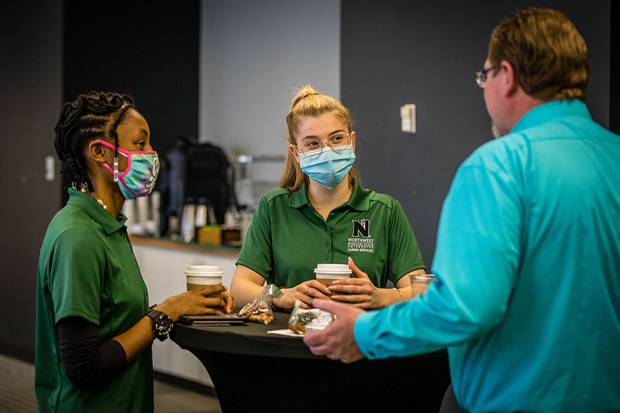Profession-based opportunities and activities, such as Speed Networking (above), help Northwest students interact with employers and secure employment at levels that exceed the University's peers. (Photo by Lauren Adams/Northwest Missouri State University)