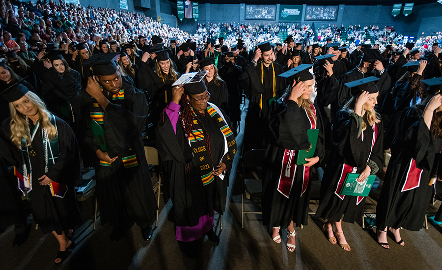 Northwest graduates turn their tassels to celebrate the conferral of their degrees during a December commencement ceremony. Northwest will celebrate its spring and summer graduates May 6-7. (Photos by Todd Weddle/Northwest Missouri State University)