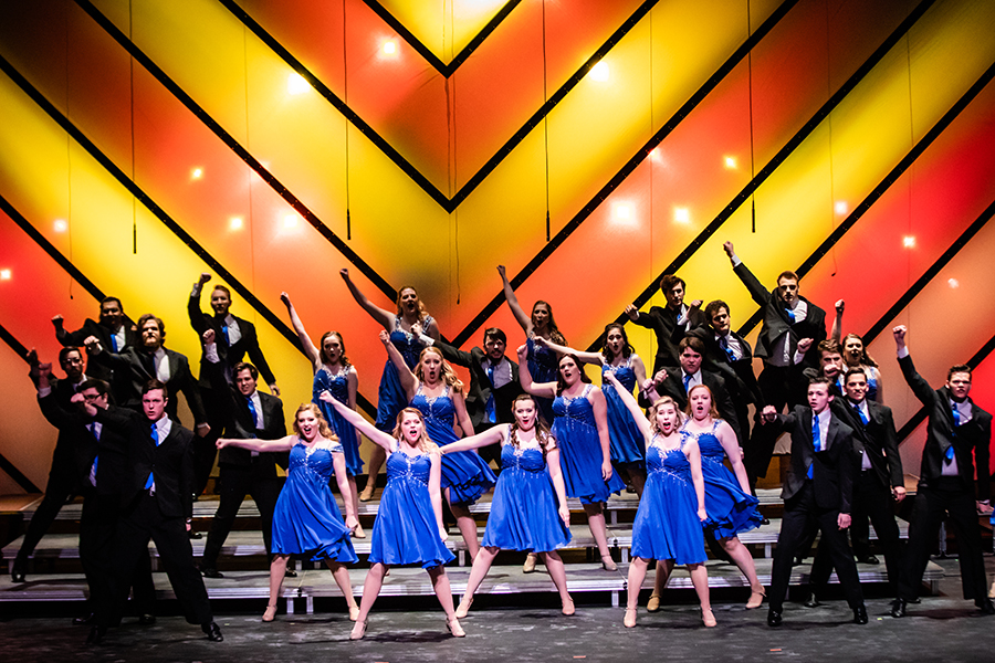 The Celebration show choir, photographed above in 2019, returns to the Northwest stage for its annual spring show on April 29. (Photo by Todd Weddle/Northwest Missouri State University) 