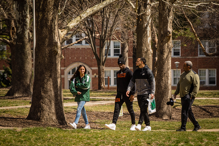 Visitors walk the campus this month with a Northwest Ambassador. 