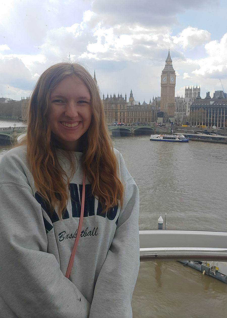 Lauren Cox posed for a photo in front of Big Ben in London while studying abroad this spring in Milan, Italy. (Submitted photo)