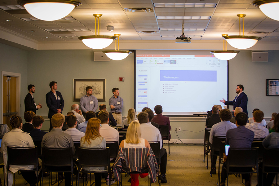Students in Northwest's entrepreneurship course pitched their business ideas Friday during the New Venture Pitch Competition. (Northwest Missouri State University photos)