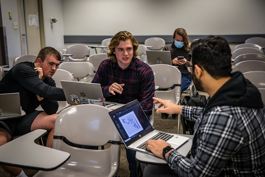 Students actively use their laptops, which are provided as part of tuition costs, in all coursework at Northwest. (Photo by Lauren Adams/Northwest Missouri State University)