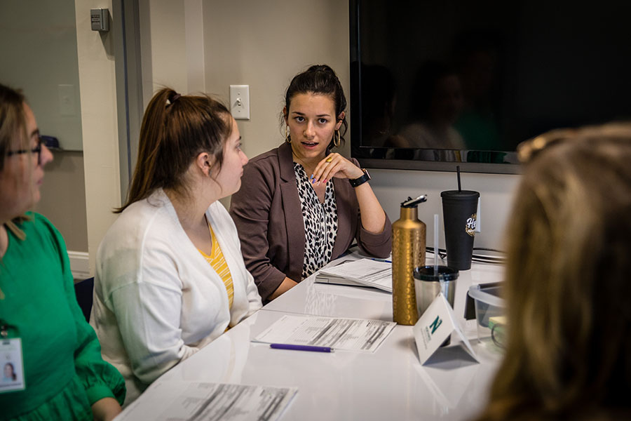 Northwest students played the role of teachers and reviewed their IEPs with groups of school administrators and parents during Thursday's simulation.