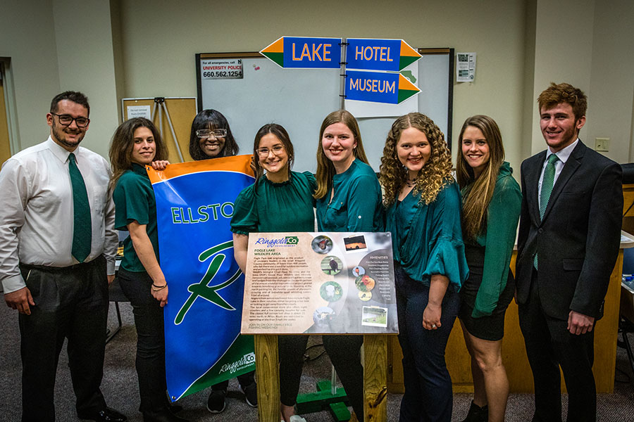 The Knacktive team comprising The Magic Beanstalk was named the winning team of this spring's task to create a comprehensive marketing campaign for Ringgold County, Iowa. (Photos by Lauren Adams/Northwest Missouri State University)