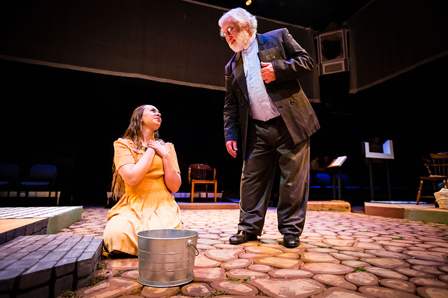 Wilson (right) appeared in Theatre Northwest's 2020 production of “Under Milk Wood,” among other plays. (Northwest Missouri State University photo)