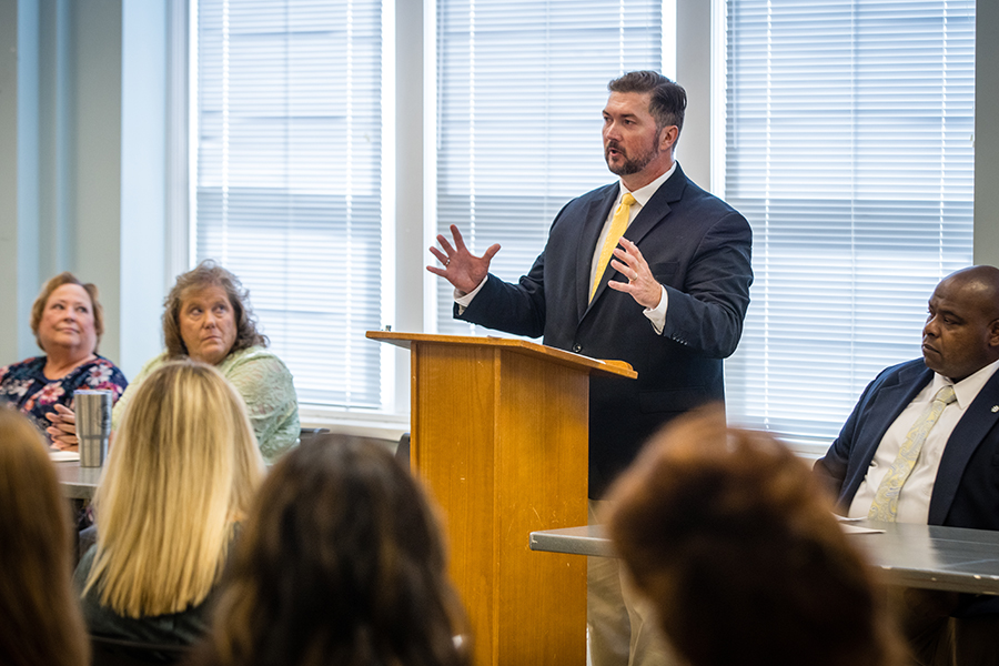 Robert Rice joined northwest Missouri leaders Friday to celebrate a signing ceremony to form the Northwest Missouri Cooperative Mental Health Board of Trustees. (Photos by Lauren Adams/Northwest Missouri State University)