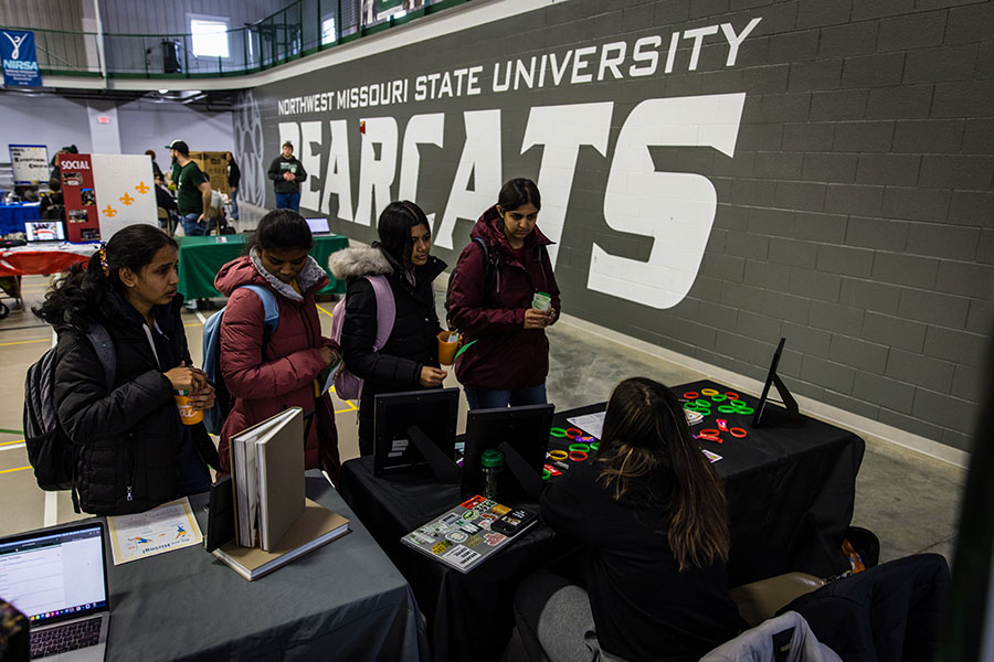 Northwest students learned about opportunities to get involved with a variety of groups at a Student Organization Fair in January. The University offers more than 150 clubs and organizations for students. (Photo by Lauren Adams/Northwest Missouri State University)