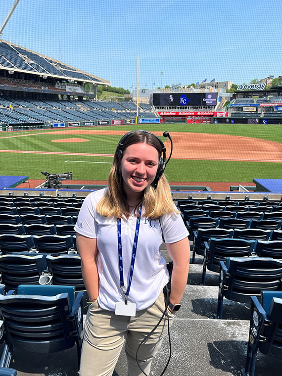 Morgan Johnson interned this season with the Kansas City Royals, helping with pre-game ceremonies and in-game promotions. (Submitted photo)