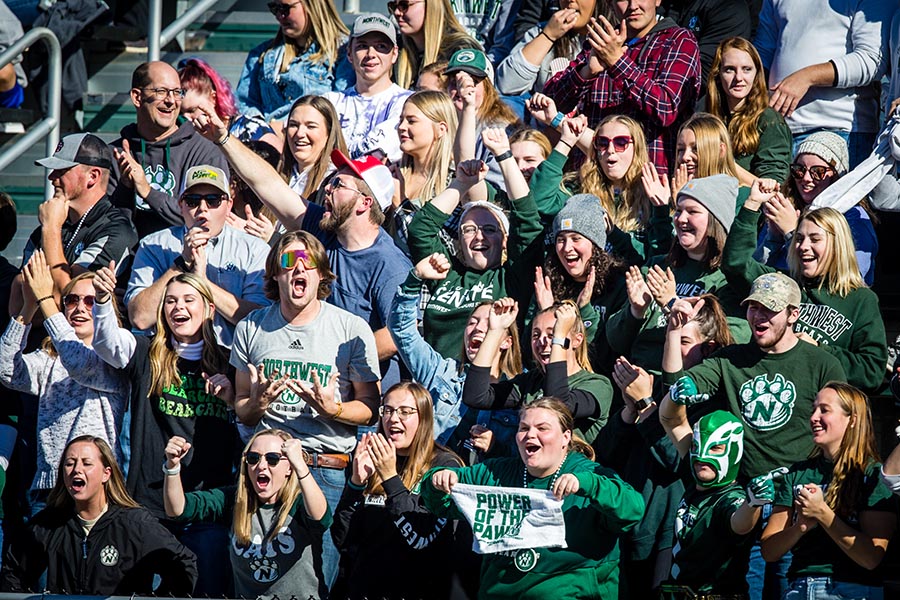Northwest students cheer on the Bearcats during last year's Homecoming football game. (Photo by Todd Weddle/Northwest Missouri State University)