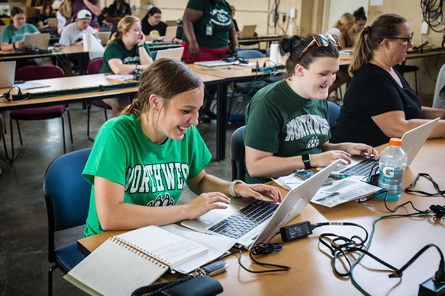 Northwest students receive laptops as part of their tuition as part of the University's laptop and textbook rental program. (Photo by Lauren Adams/Northwest Missouri State University)