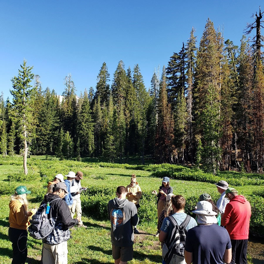 Throughout the field trip, students gave presentations about the geology of the national parks they visited. In this photo, students Shelby Norman and Kate Kilpatrick discuss the geology of Lassen Volcanic National Park in California.

