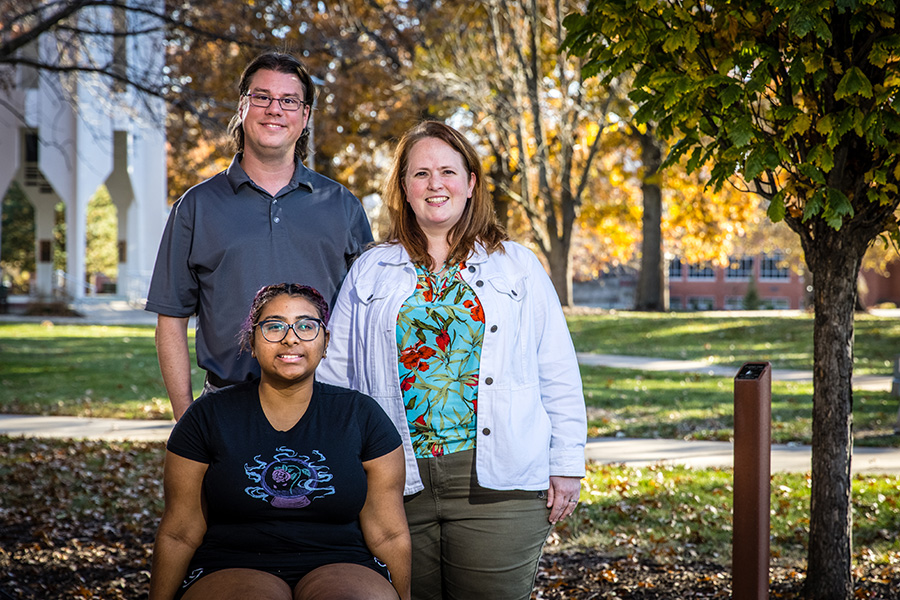 Northwest staff members Dr. Egon and Ann Heidendal are mentors to Aisah Domitilia Barandica through the Friends of International Students program. (Photo by Lauren Adams/Northwest Missouri State University)